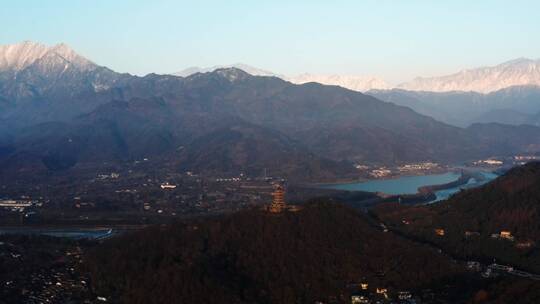 【4k】 都江堰雪山 都江堰水利工程