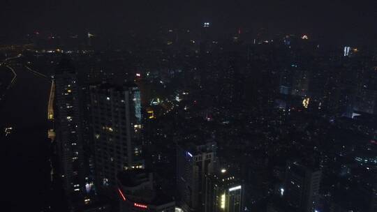 广东省广州市市中心城市夜景航拍