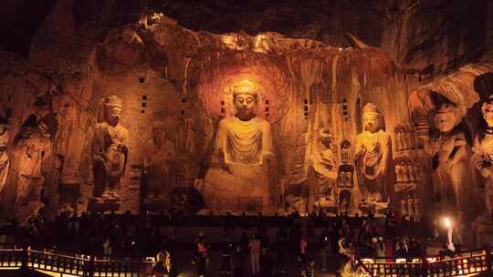 洛阳龙门石窟夜景合集