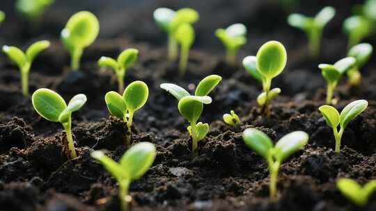 土壤中幼苗生长特写