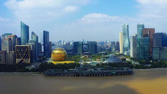 钱塘江两岸的现代化城市风貌视频素材模板下载
