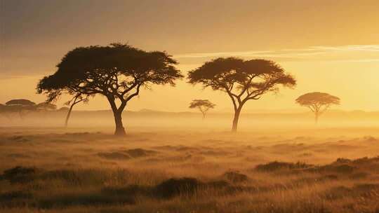 日出晨曦与湖泊草原交响图