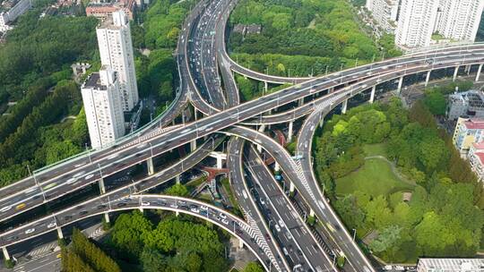 城市交通航拍-上海延安路高架