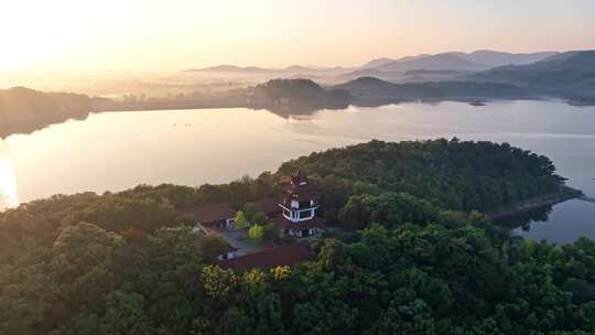 天目湖 状元阁 航拍 景点 旅游 溧阳