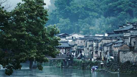 国风古建筑烟雨江南意境实拍镜头