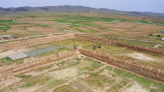 中国古代城池城区甘肃省松山古城航拍视频素材模板下载