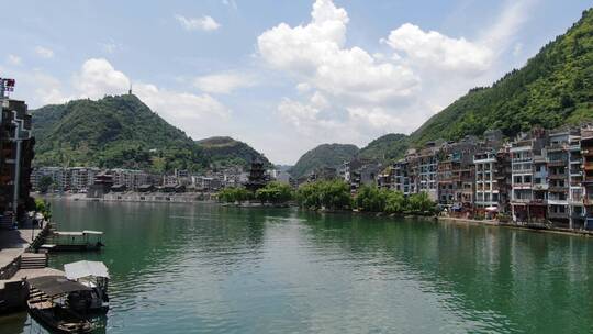 航拍贵州镇远古城5A景区