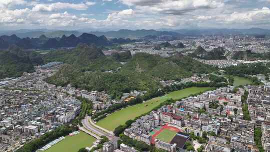 广西桂林两江四湖桂湖景区公园航拍城市风光