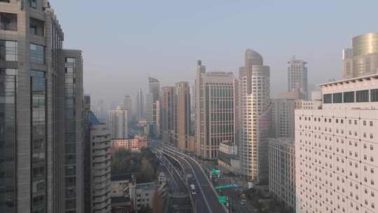 上海延安高架 城市风光航拍