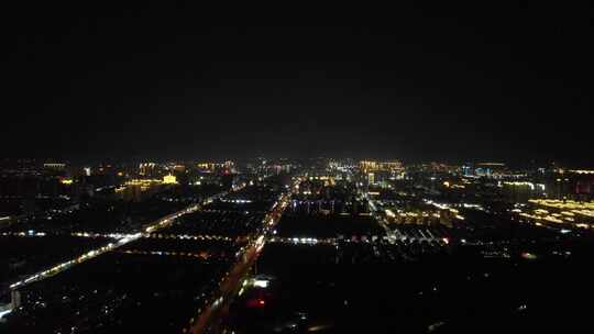 河南商丘城市大景夜景灯光航拍