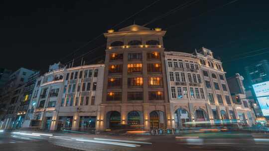 北京路十字路口夜景车流