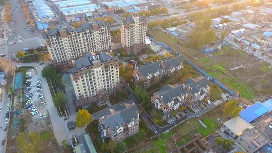 航拍陕西城市现代化发展建筑