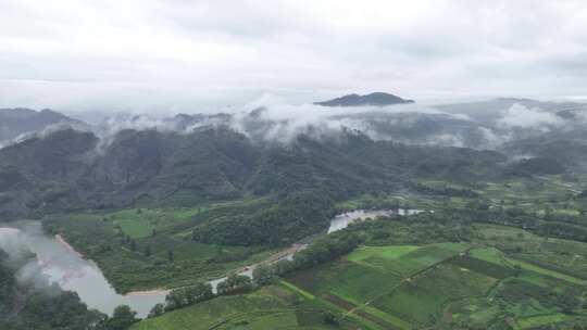 航拍武夷山风景区国家森林公园丹霞地貌风光