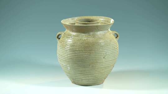陶罐 陶器 瓷瓶 文物春秋战国考古双耳罐视频素材模板下载