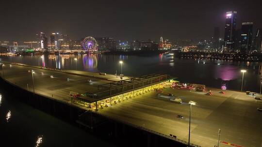 深圳欢乐港湾摩天轮夜景视频素材模板下载
