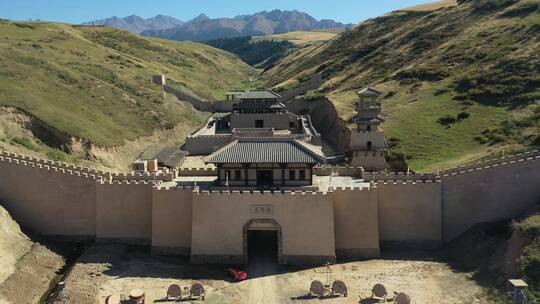 新疆昌吉州江布拉克疏勒古城建筑航拍