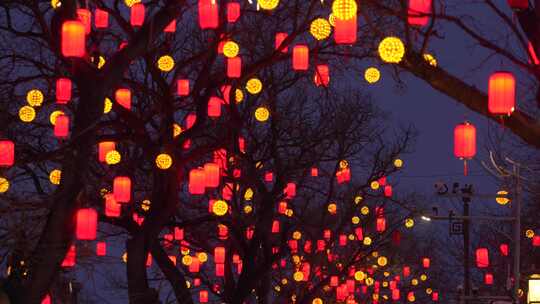 春节年味过年团圆古城灯笼北京模式口视频素材模板下载