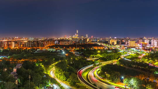 8k_北京CBD建筑群 夜晚车流交通延时