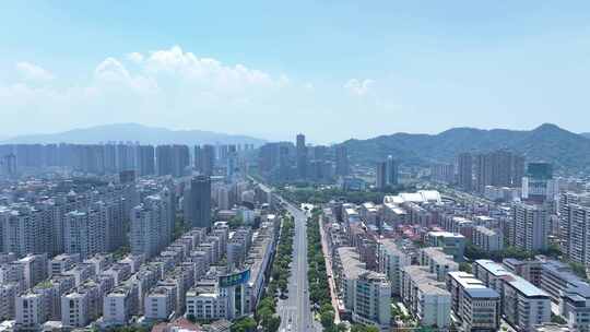 福州长乐区航拍吴航路建筑风光城市住宅小区