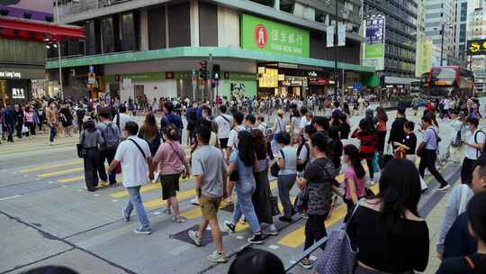 香港旺角街头人头攒动街景