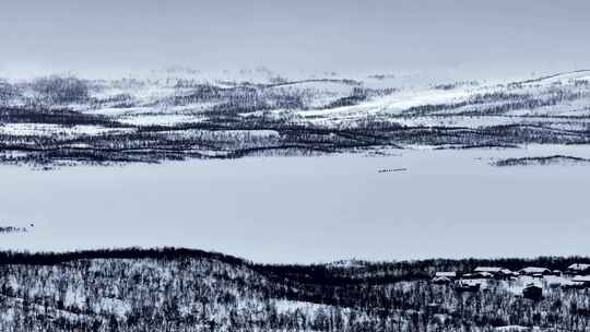 4K航拍北欧芬兰冰川雪景景色