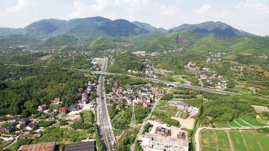 杭州余杭乡村道路风景航拍