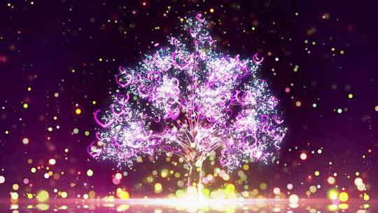 浪漫唯美梦幻背景蓝色粒子树