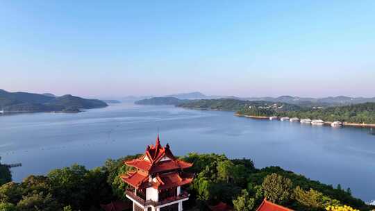 天目湖 状元阁 航拍 景点 旅游 溧阳