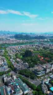 竖屏航拍桂林中区多建筑多镜头