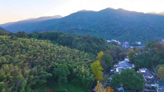 夕阳西下大山森林唯美航拍风景大自然风光