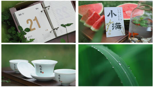 小满 小满节气 露营 喝茶 下雨 水滴空镜