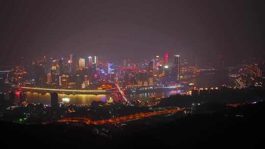 航拍重庆夜景大景
