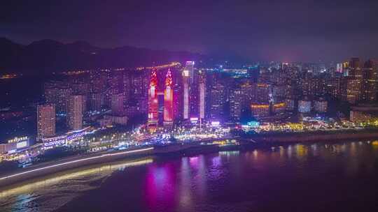 4K航拍重庆夜景延时