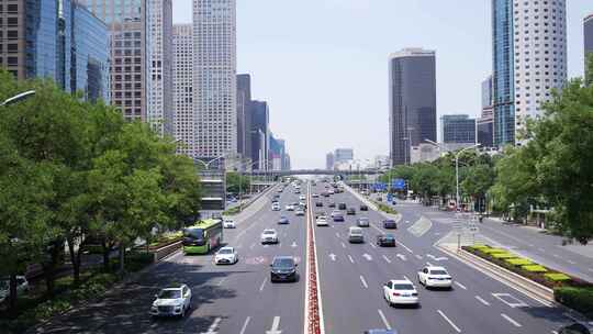 北京国贸街道汽车流