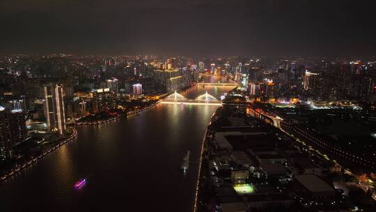 广东省广州市海印大桥夜景航拍