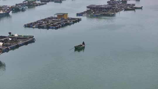 海陵岛鱼排航拍空镜