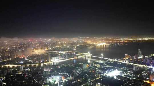 海南海口夜景延时风光