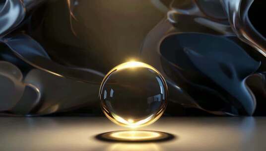 金色光效透明球体特效画面