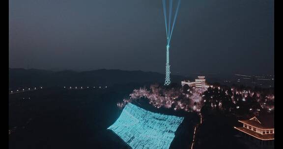 高清航拍四川仁寿夜景灯光