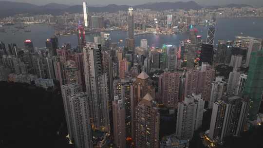 香港 维多利亚港夜景航拍