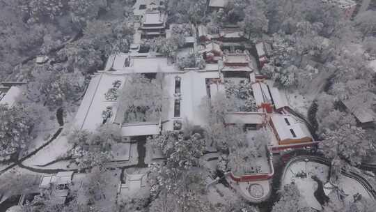 长沙岳麓书院雪景航拍