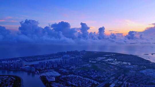 夏天 晚霞 云层 黄昏 日落 天空 海南 空镜视频素材模板下载