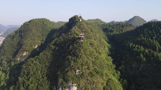 航拍贵州镇远古镇石屏山景区