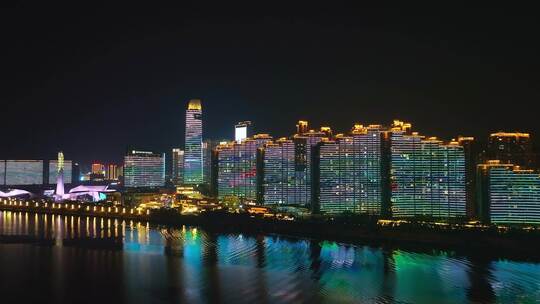 长沙湘江夜景航拍视频