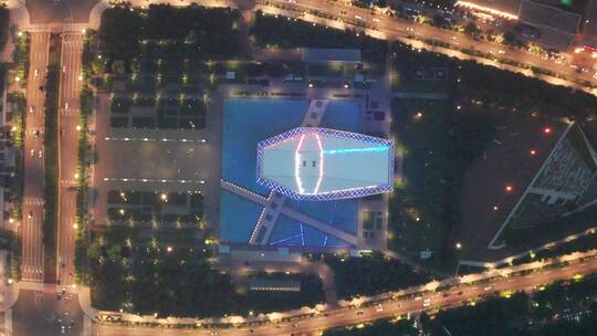 哈尔滨音乐厅夜景航拍视频素材模板下载