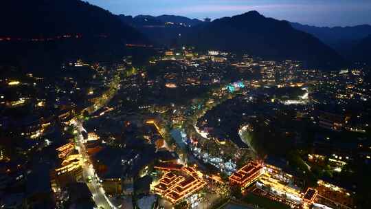 贵州西江千户苗寨夜景航拍