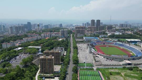 航拍湖北宜昌市体育场