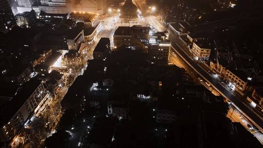 上海长宁区夜景延时航拍