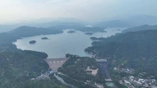 泉州山美水库航拍湖泊风景自然生态森林风光