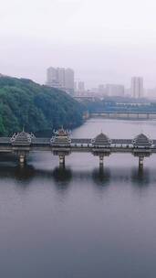 湖南长沙烈士公园风雨桥潇湘阁竖屏航拍